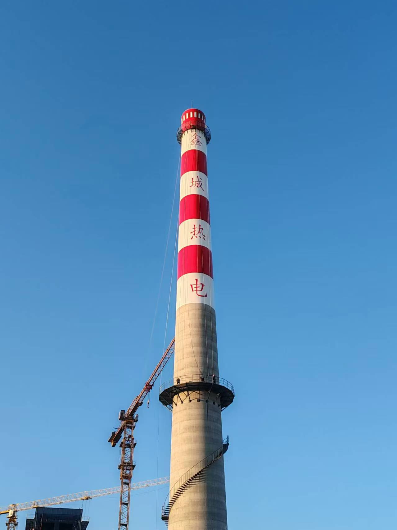 佳木斯市100米電廠煙囪彩繪美化施工