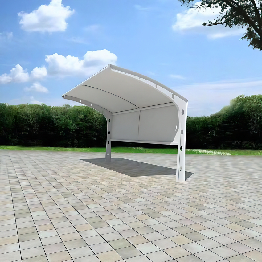 尖頂停汽車棚/張拉膜結(jié)構(gòu)車篷搭建