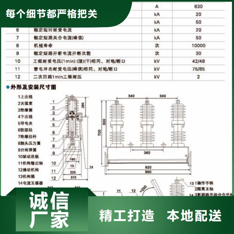 ZW32-12/630-20户外柱上真空断路器同城厂家